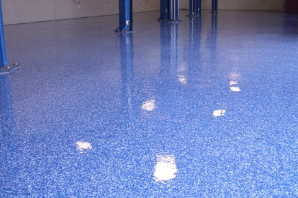 Blue Polished Concrete Flooring